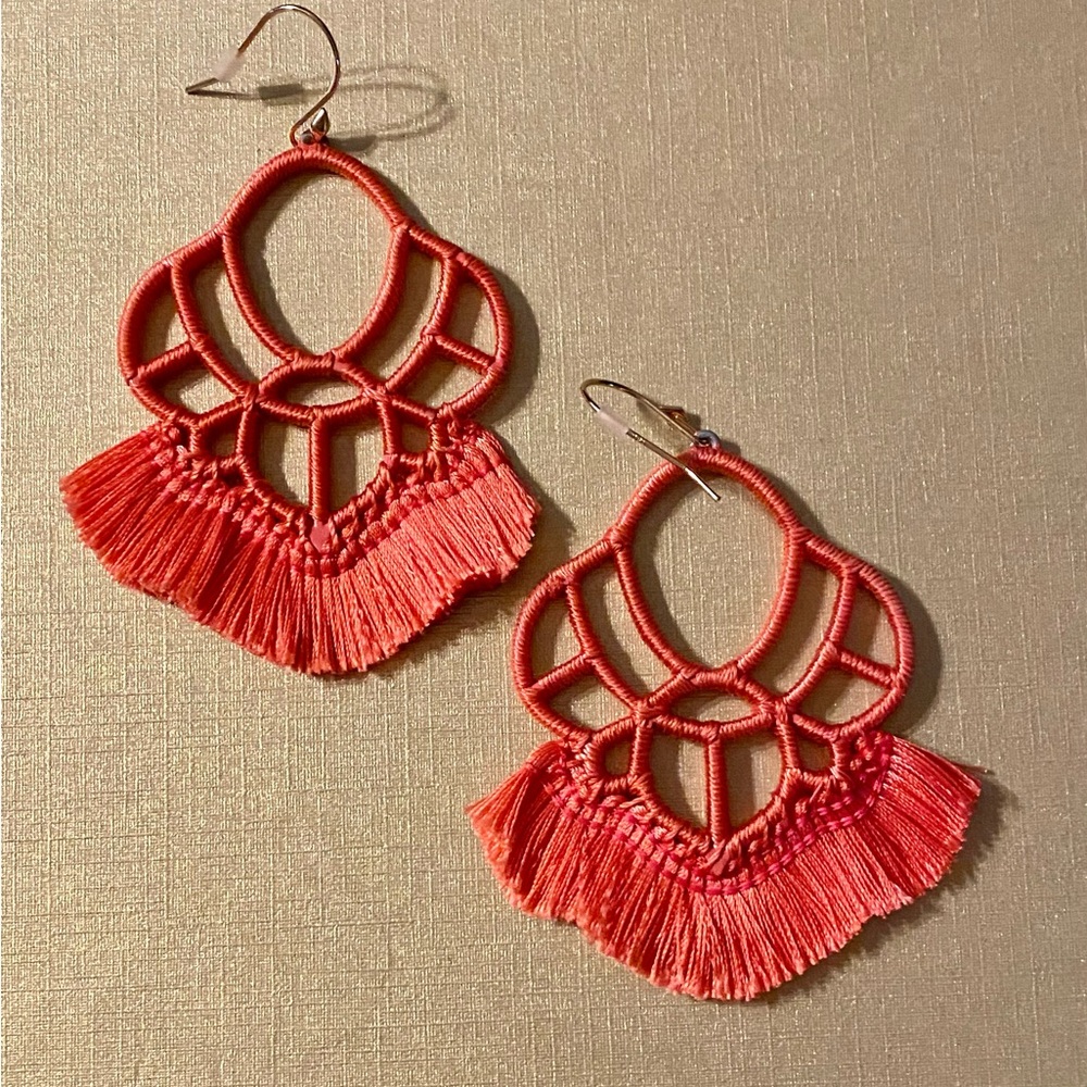 Coral Fringe Earrings